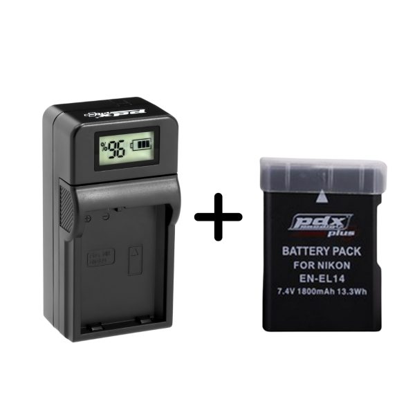 PDX Plus,Nikon En-El14 Fotoğraf Makinesi Bataryası Ve Şarj Cihazı.