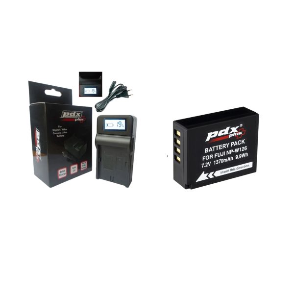 PDX Plus,Fujifilm için yedek NP-W126 Bataryası Ve Şarj Cihazı.